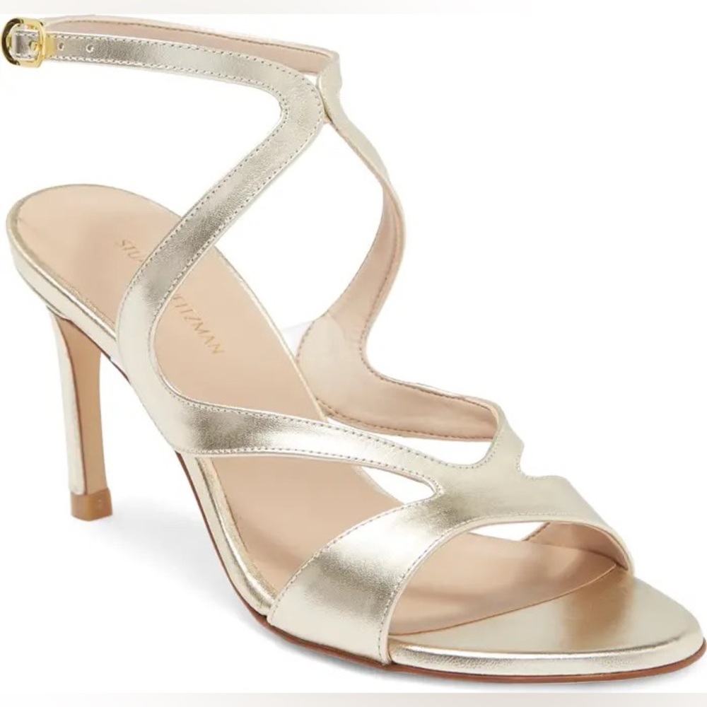 Stuart Weitzman Metallic Gold Strappy High Heel Sandals
